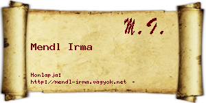 Mendl Irma névjegykártya